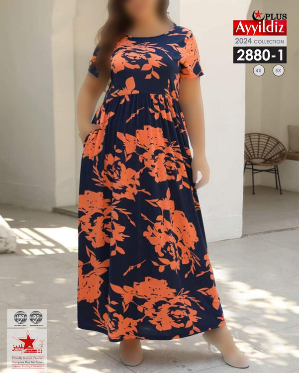 پیراهن بلند راحتی سایز بزرگ کد 2880