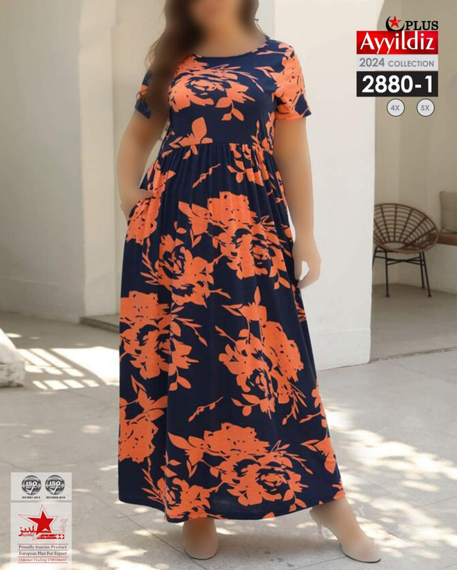 پیراهن بلند راحتی سایز بزرگ کد 2880