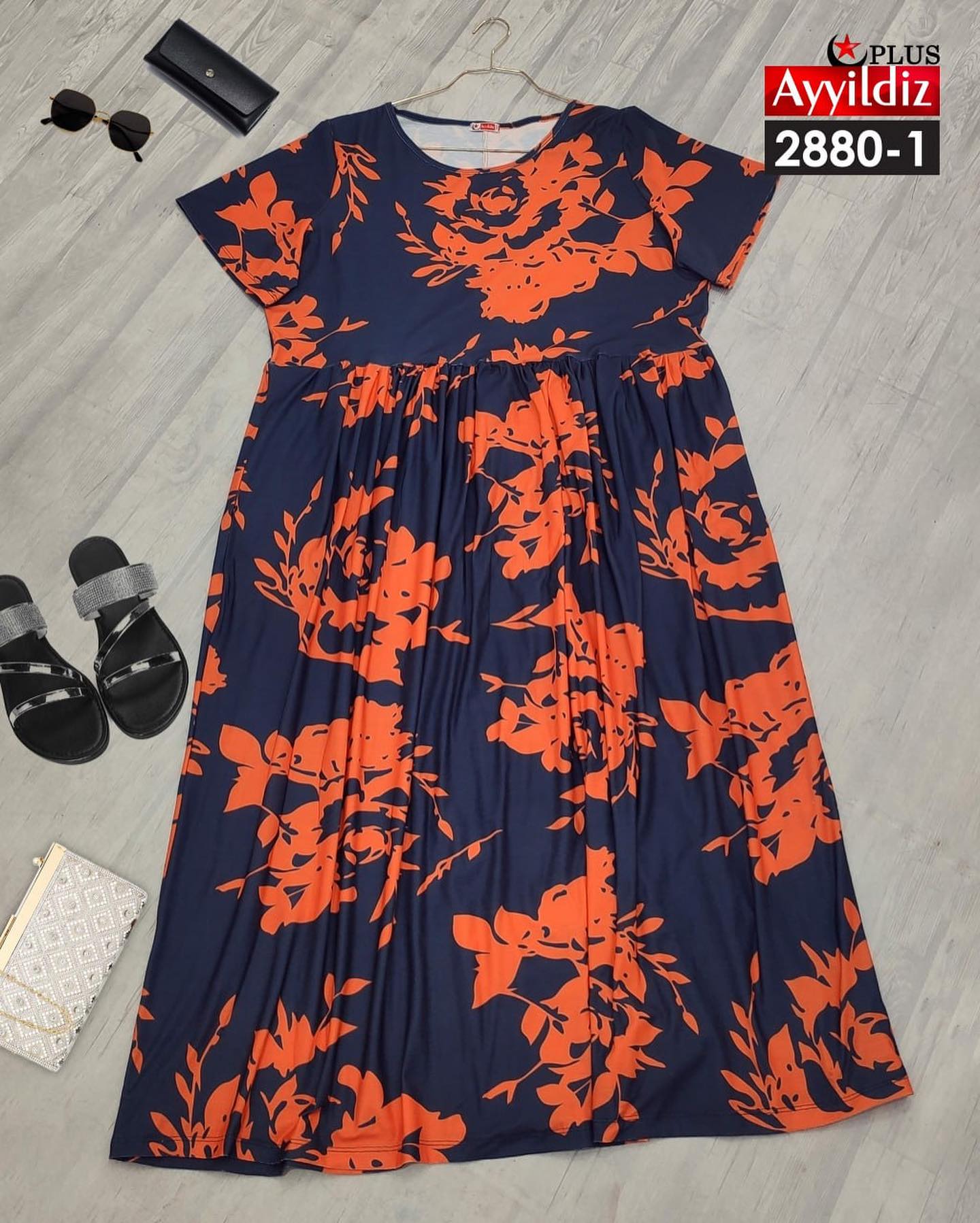 پیراهن بلند راحتی سایز بزرگ کد 2880