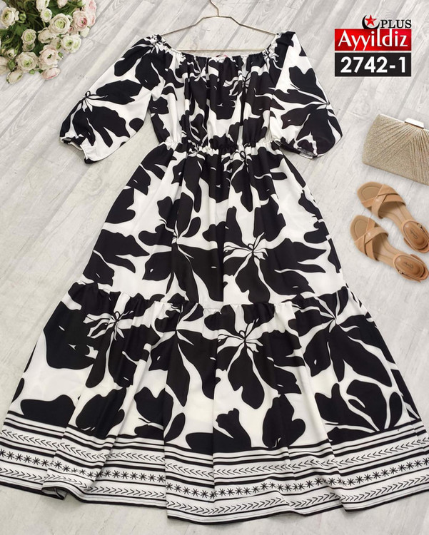 پیراهن ساحلی آستین سه ربع سایز بزرگ کد 2742