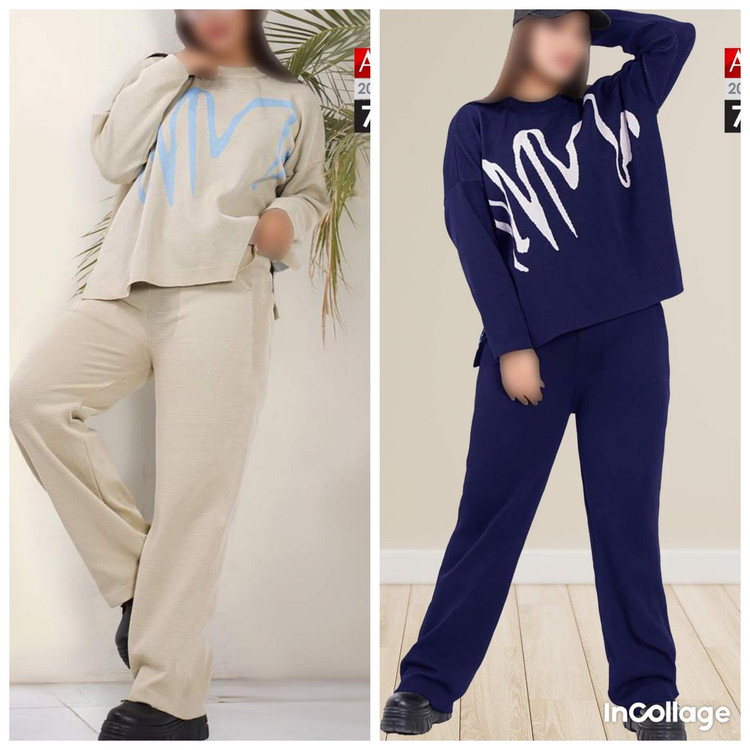 ست بلوز شلوار بافت پاییزه سایز بزرگ کد 7194/1