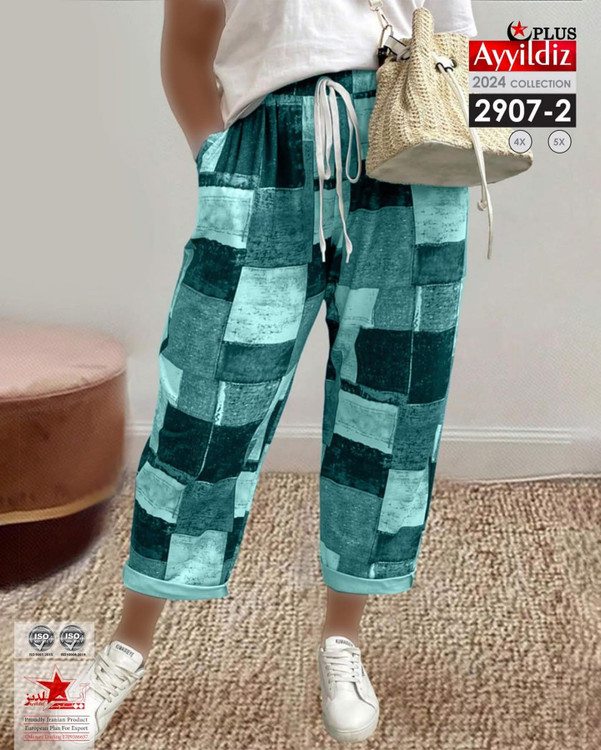 شلوار نخی پاییزه زنانه سایز بزرگ کد 2907