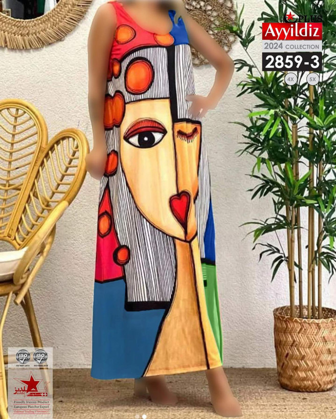 پیراهن بلند حلقه ای راحتی زنانه سایز بزرگ کد 2859
