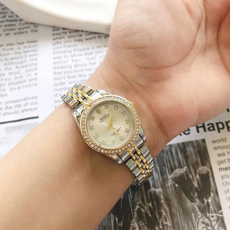 ساعت زنانه استیل صفحه دور نگین مارک معروف ROLEX کد 1230