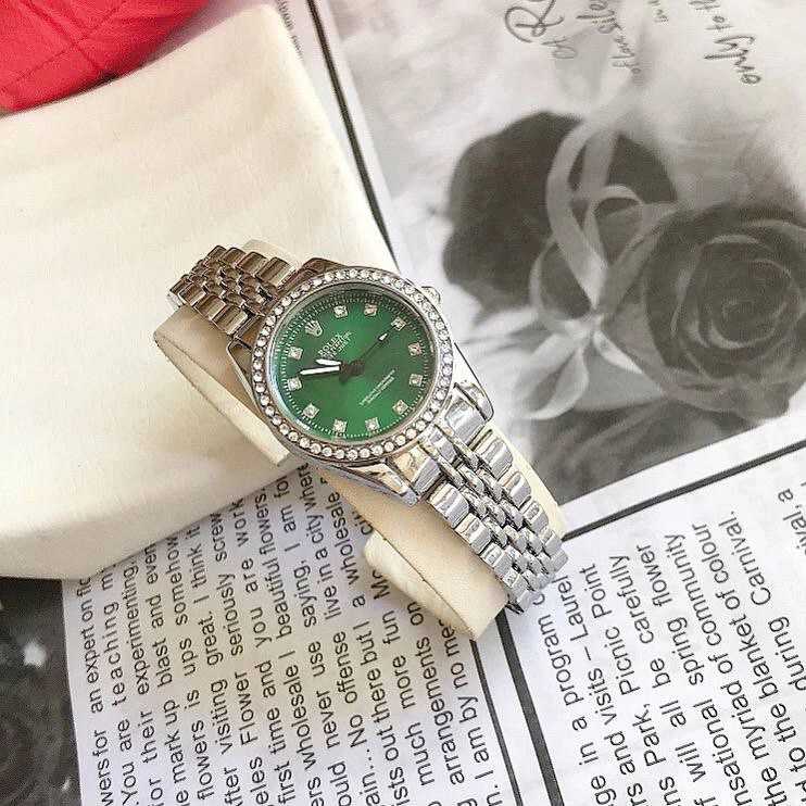 ساعت زنانه استیل صفحه دور نگین و ساده مارک معروف ROLEX کد 5573