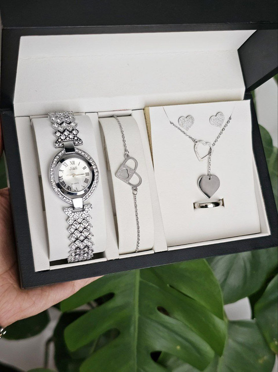 ست زنانه و دخترانه ساعت و دستبند و نیمست استیل کد 2054