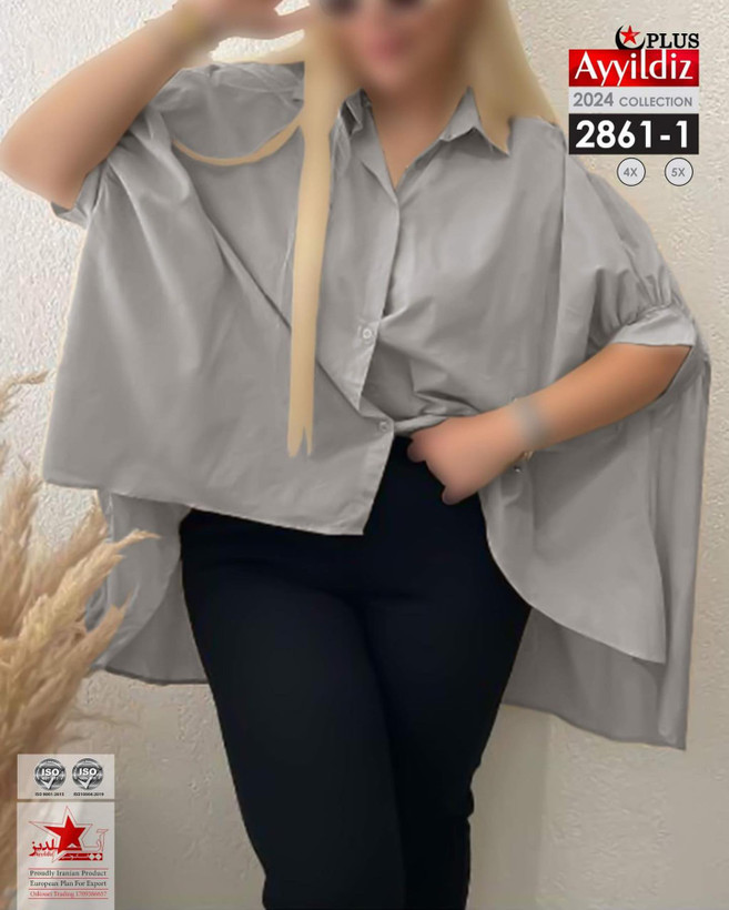 مانتو / تونیک / جلو دکمه سایز بزرگ کد 2861