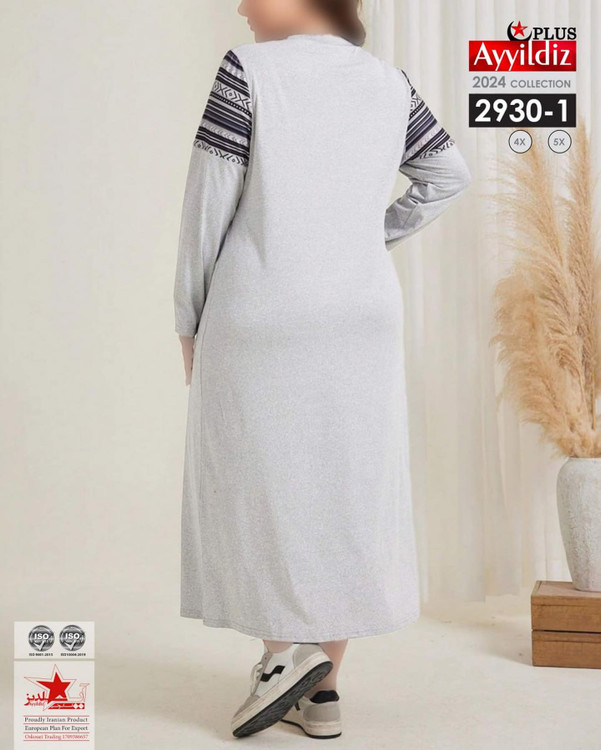 پیراهن راحتی پاییزه زنانه سایز بزرگ کد 2930