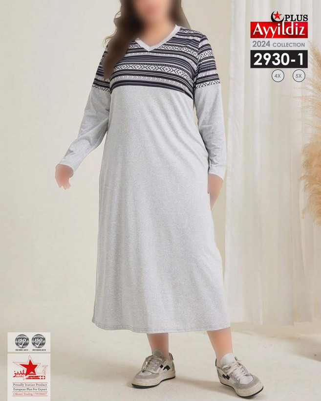 پیراهن راحتی پاییزه زنانه سایز بزرگ کد 2930