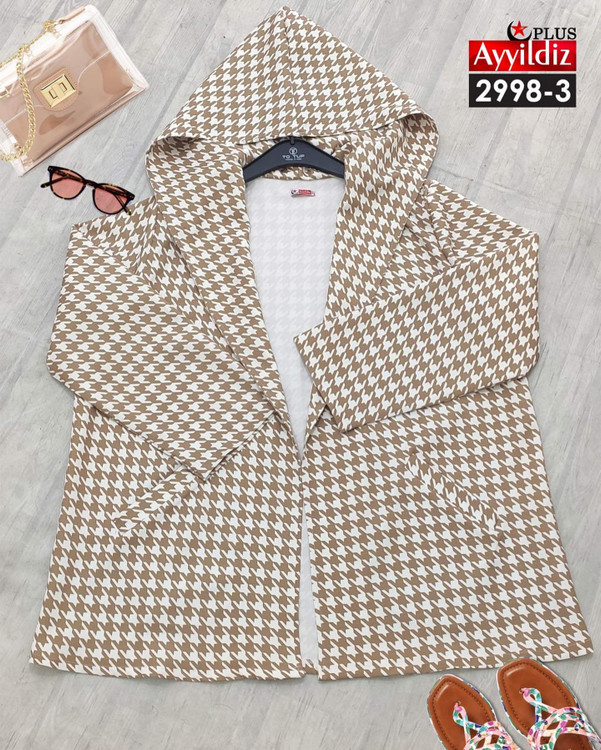 کت مجلسی زنانه پائیزه کلاهدار سایز بزرگ کد 2998