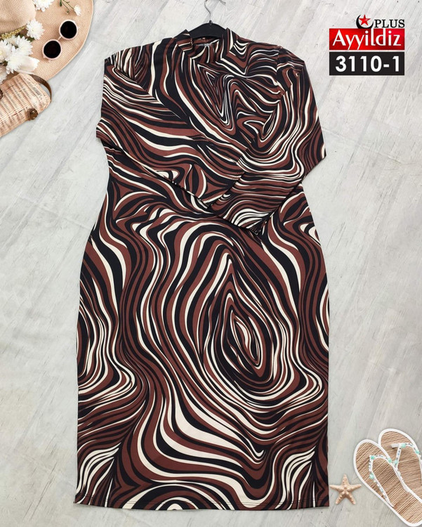 پیراهن نخی مجلسی زنانه سایز بزرگ کد 3110