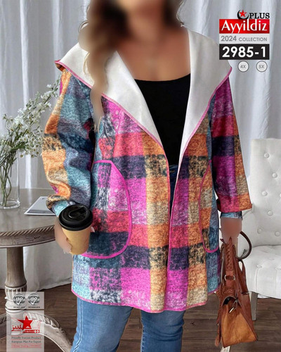 رویه پاییزه/ سیوشرت جلو باز زنانه سایز بزرگ کد 2985