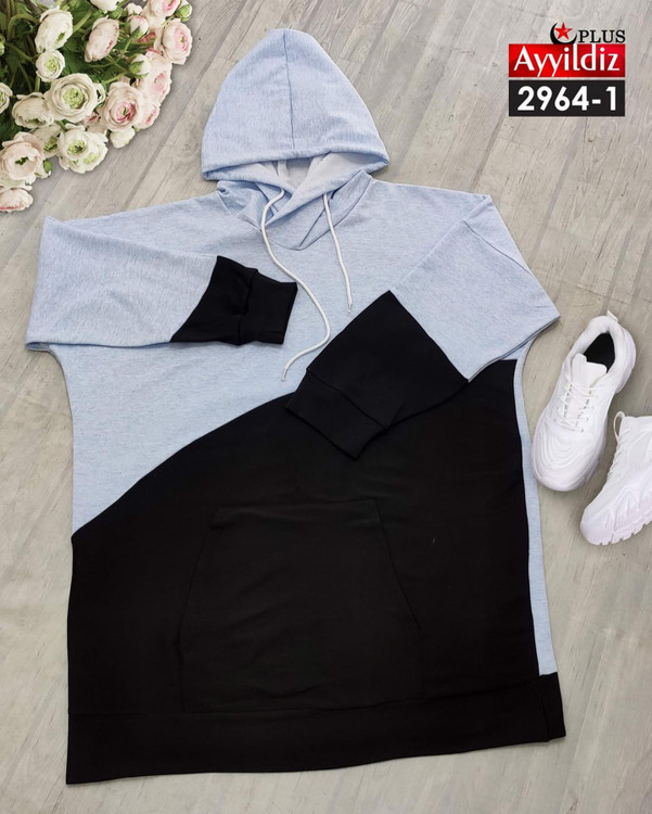 هودی لانگ زنانه سایز بزرگ کد 2964