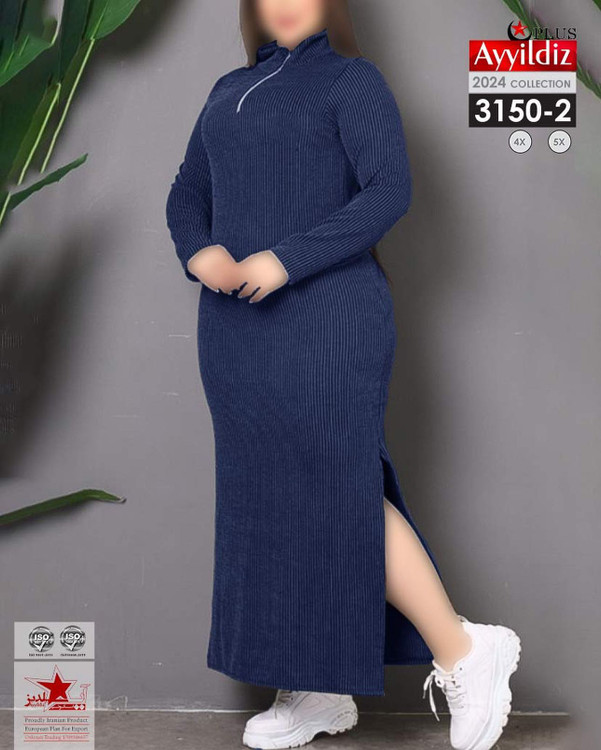 پیراهن نخی اسپورت زنانه سایز بزرگ کد 3150