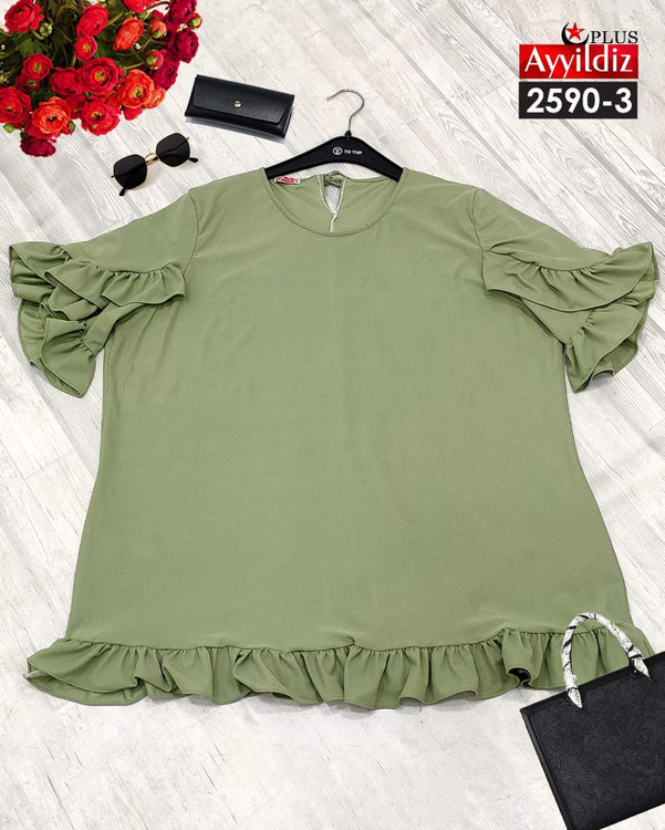 بلوز آستین کوتاه سایز بزرگ کد 2590