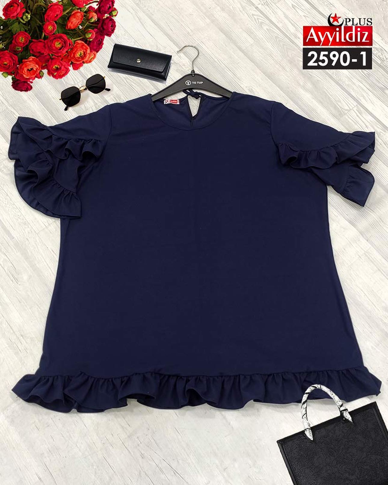 بلوز آستین کوتاه سایز بزرگ کد 2590