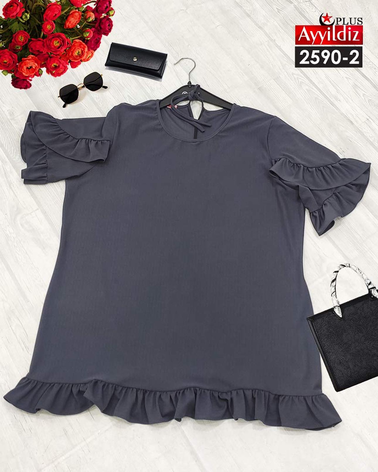 بلوز آستین کوتاه سایز بزرگ کد 2590