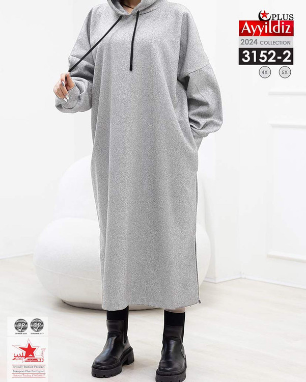 هودی لانگ زمستانی زنانه سایزبزرگ کد 3152