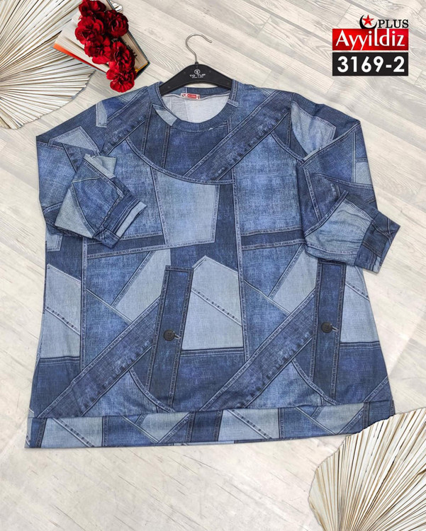 بلوز طرح لی نخی زنانه سایز بزرگ کد 3169