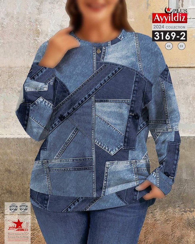 بلوز طرح لی نخی زنانه سایز بزرگ کد 3169