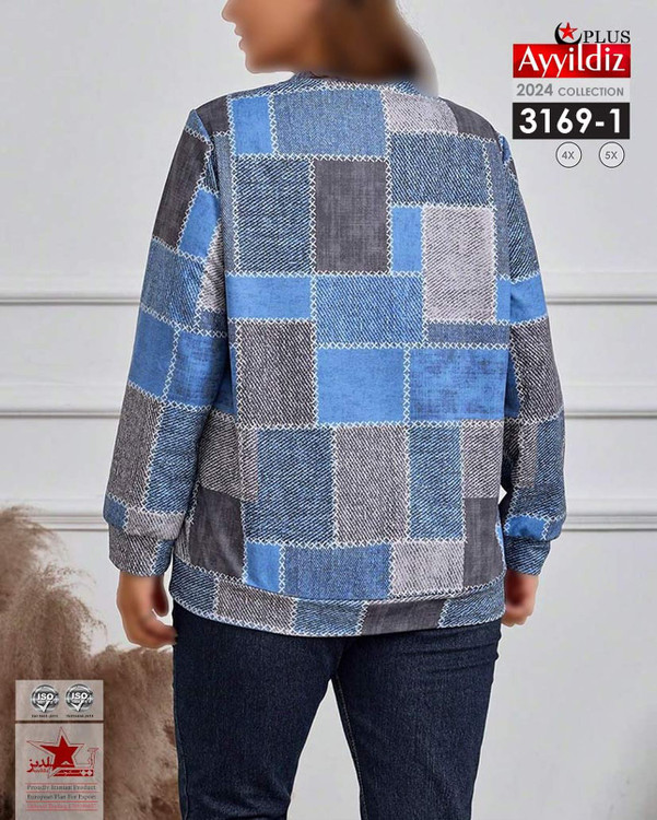 بلوز طرح لی نخی زنانه سایز بزرگ کد 3169