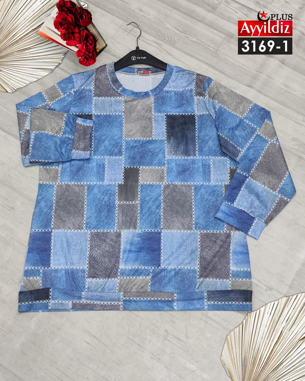 بلوز طرح لی نخی زنانه سایز بزرگ کد 3169