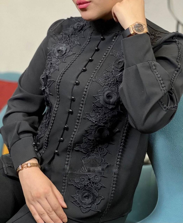 شومیز مجلسی زنانه مزونی شیک مدل گل برجسته