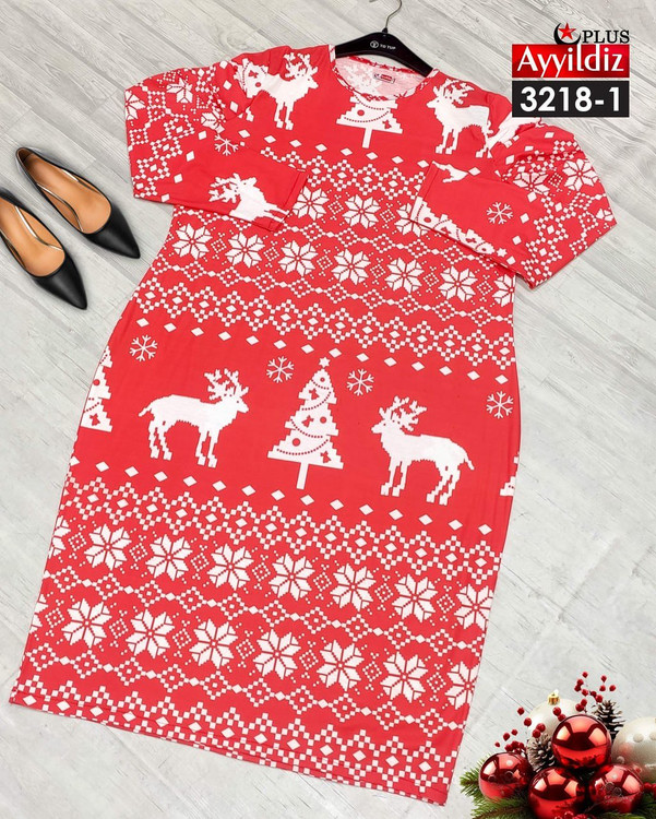پیراهن خاص کریسمس زنانه سایز بزرگ کد 3218