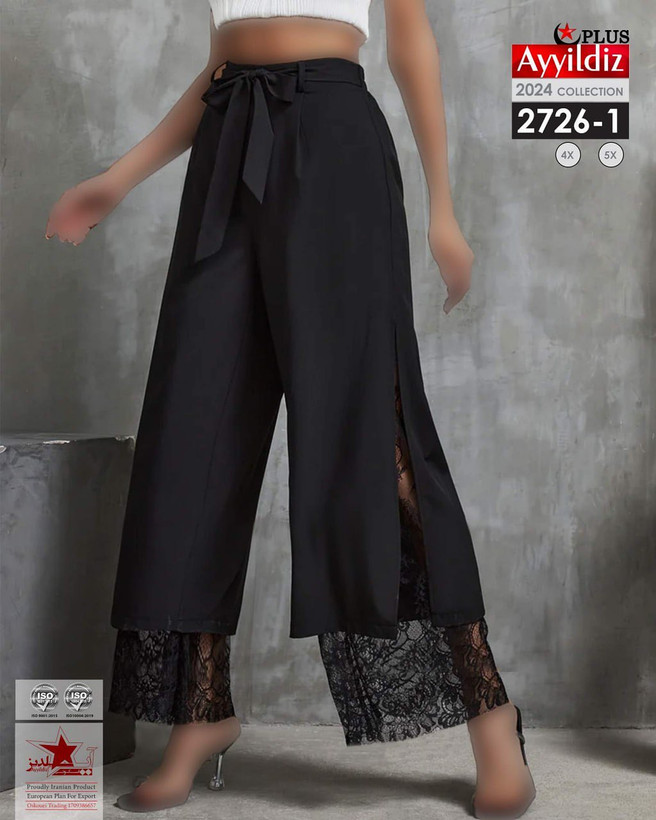 شلوار کلاسیک مجلسی زنانه سایز بزرگ کد 2726