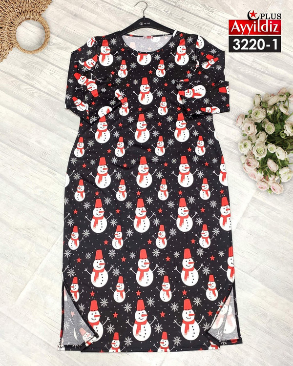 پیراهن کریسمسی زنانه سایز بزرگ کد 3220