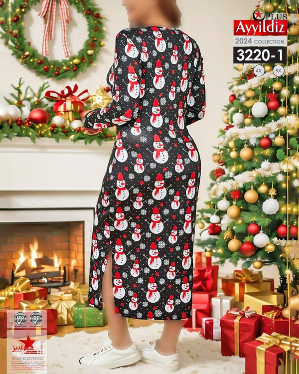 پیراهن کریسمسی زنانه سایز بزرگ کد 3220