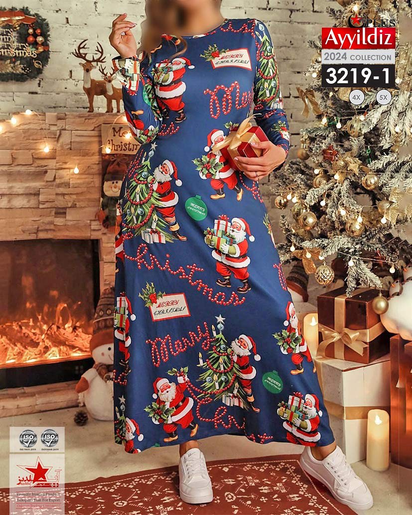 پیراهن کریسمسی زنانه سایز بزرگ کد 3219
