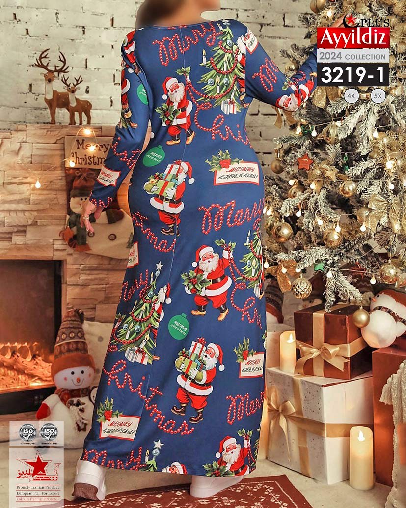 پیراهن کریسمسی زنانه سایز بزرگ کد 3219