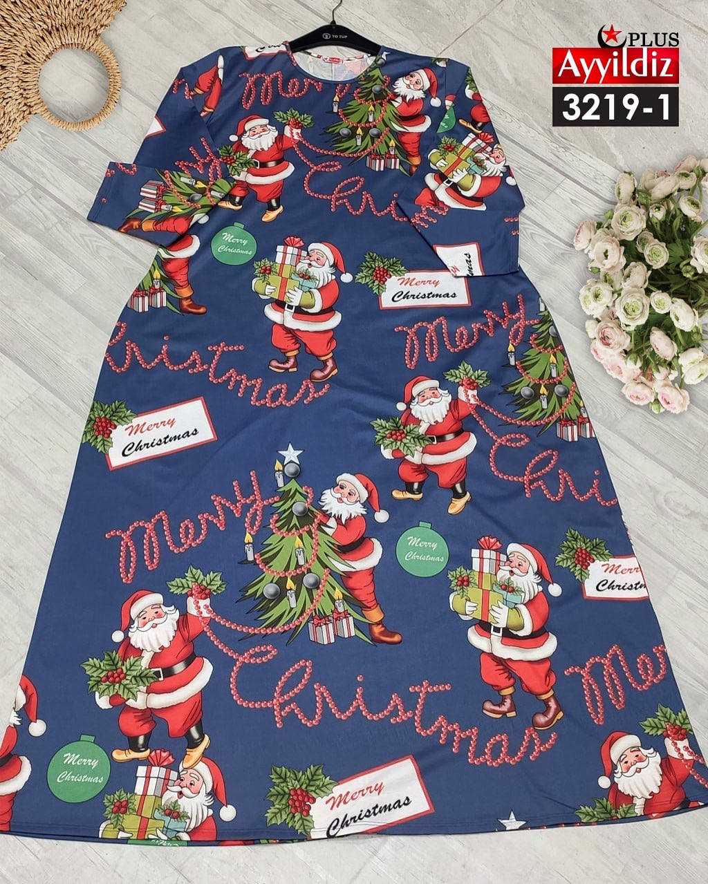 پیراهن کریسمسی زنانه سایز بزرگ کد 3219