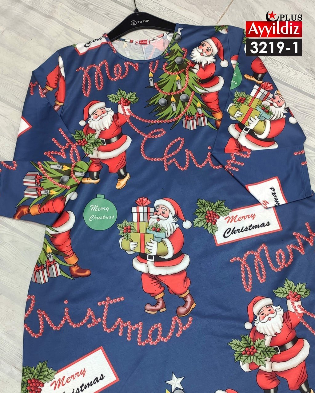 پیراهن کریسمسی زنانه سایز بزرگ کد 3219