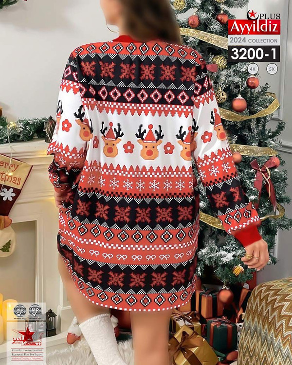 تونیک کریسمسی زنانه سایز بزرگ کد 3200