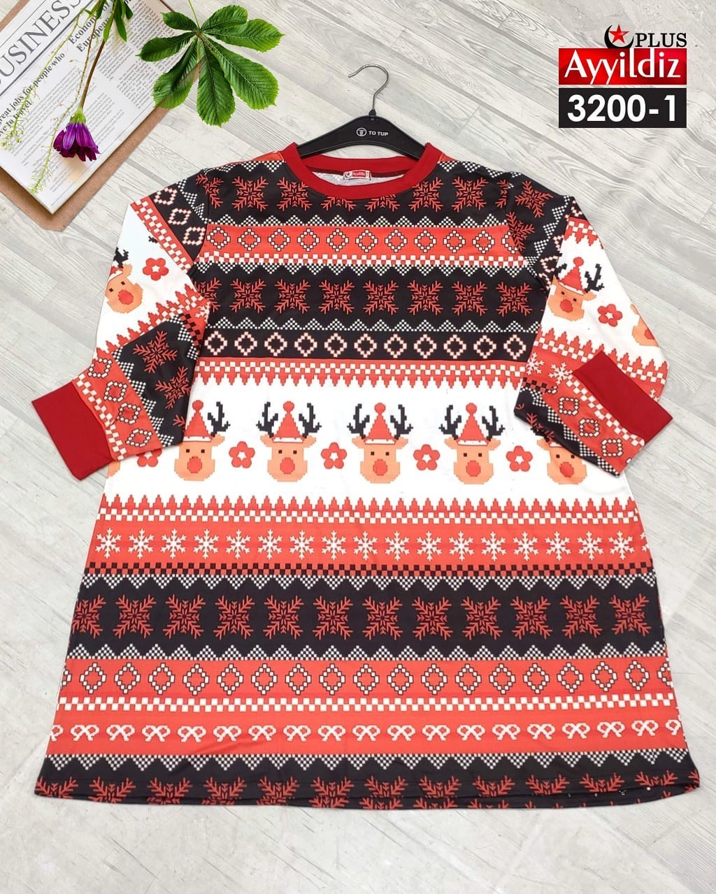 تونیک کریسمسی زنانه سایز بزرگ کد 3200