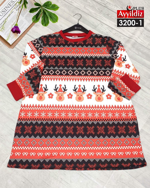 تونیک کریسمسی زنانه سایز بزرگ کد 3200
