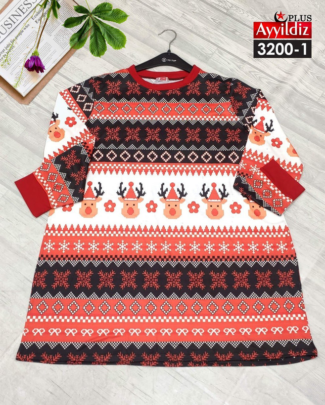 تونیک کریسمسی زنانه سایز بزرگ کد 3200
