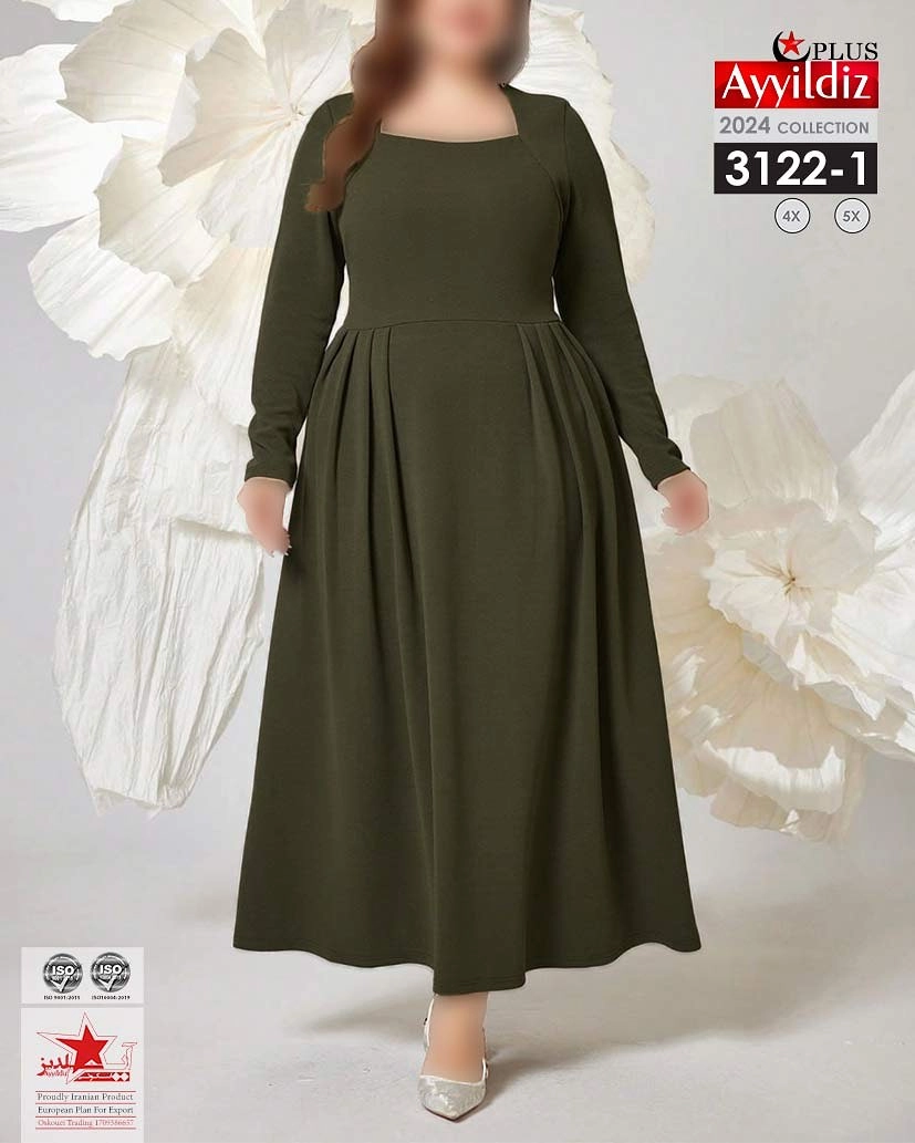 پیراهن مجلسی بغل پلیسه زنانه سایز بزرگ کد 3122