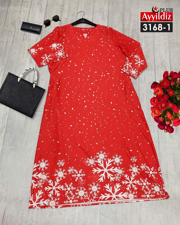 پیراهن کریسمسی زنانه سایز بزرگ کد 3168