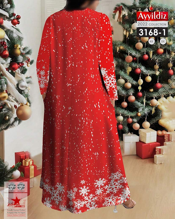 پیراهن کریسمسی زنانه سایز بزرگ کد 3168