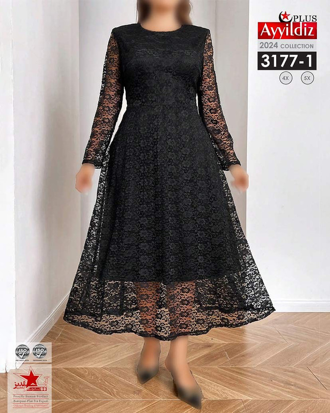 پیراهن مجلسی زنانه گیپوری سایز بزرگ کد 3177