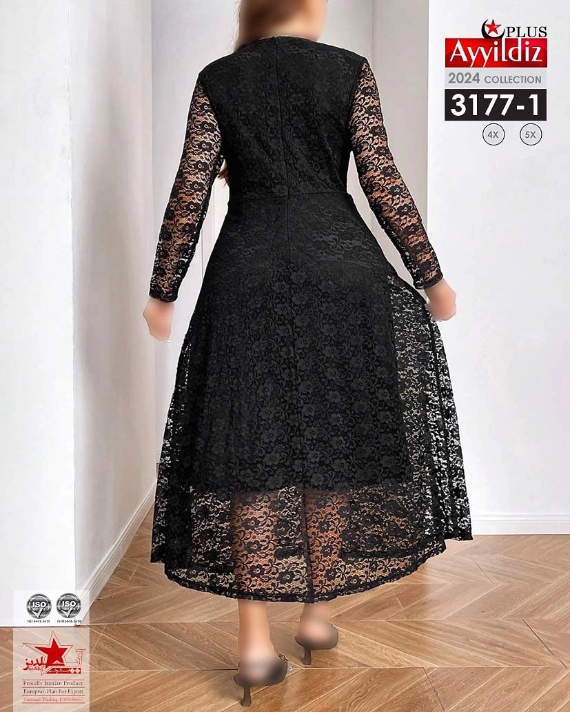 پیراهن مجلسی زنانه گیپوری سایز بزرگ کد 3177