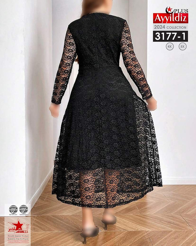 پیراهن مجلسی زنانه گیپوری سایز بزرگ کد 3177