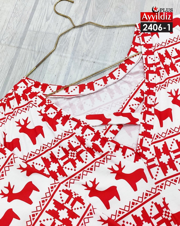 تونیک خاص کریسمس زنانه سایز بزرگ کد 2406