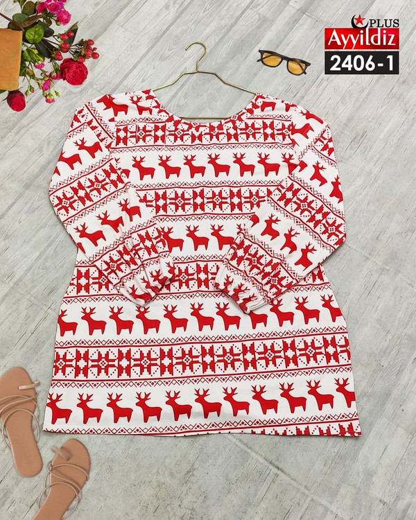 تونیک خاص کریسمس زنانه سایز بزرگ کد 2406