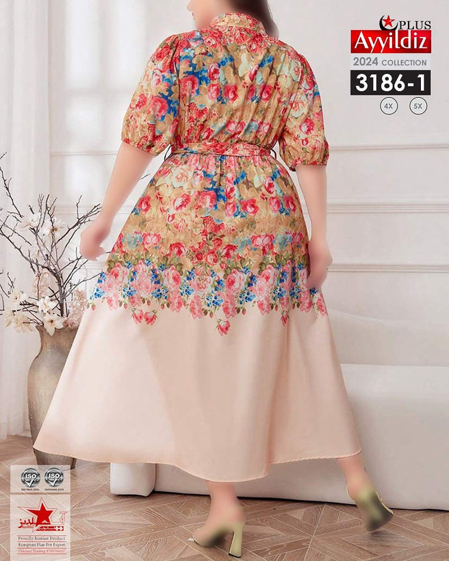 پیراهن مجلسی زنانه سایز بزرگ کد 3186