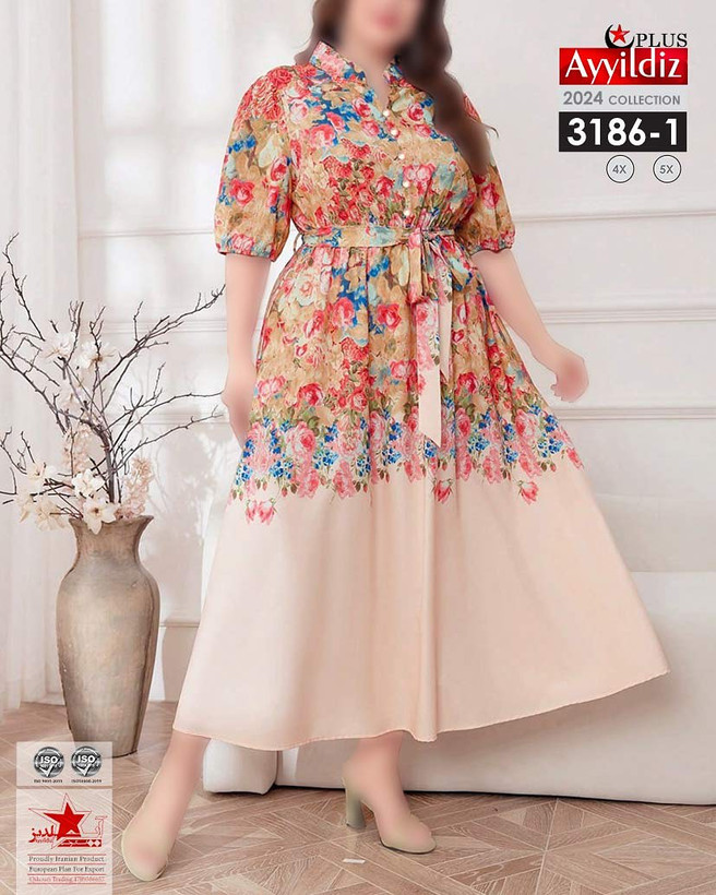 پیراهن مجلسی زنانه سایز بزرگ کد 3186