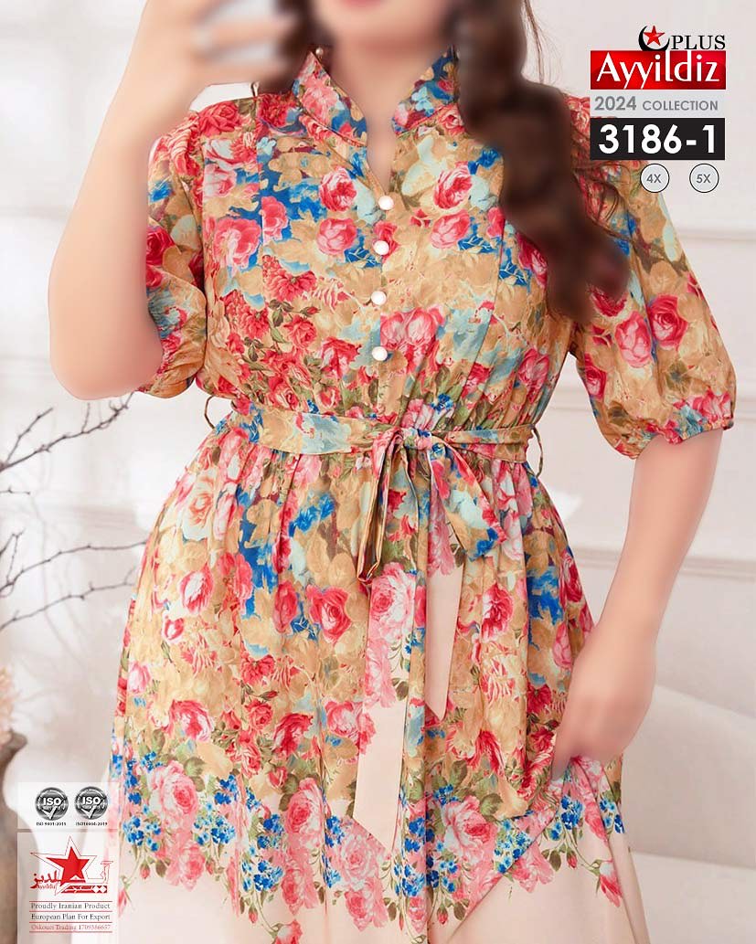 پیراهن مجلسی زنانه سایز بزرگ کد 3186